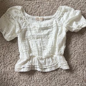 #323 Altr’d State Lace Poof Sleeves Peplum Crop Top